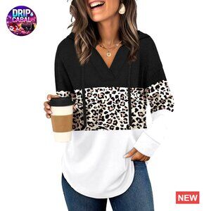 Oversized V-Neck Hoodie Trendy Fall Fashion Loose Fit Plus Size Tops